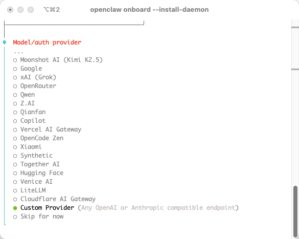 OpenClaw 选择提供商